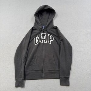 GAP Hoodie Women's Medium Dark Gray Fleece Lined Zip Up Relaxed Fit Streetwear